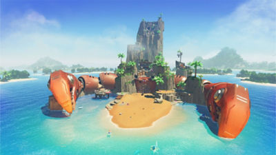 Astro Bot op Crab Island