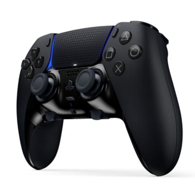 DualSense Edge Wireless-Controller in Midnight Black, senkrecht leicht schräg stehend