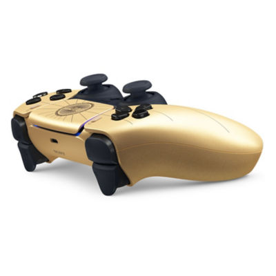 Een DualSense draadloze controller, horizontaal geplaatst