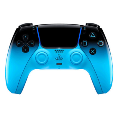 Vue avant d'une manette sans fil DualSense Blue à la verticale