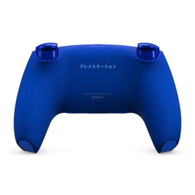 Rückansicht des DualSense Wireless-Controllers – Icon Blue Special Edition mit durchgehend blauer Oberfläche.