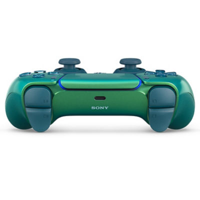 Draufsicht auf einen DualSense Wireless-Controller in Chroma Teal, welche die Schultertasten zeigt.