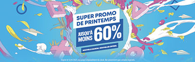 Super promo de printemps. Nouvelle saison. Nouvelles offres. JUSQU'À MOINS 60%