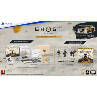 Lieferumfang der Ghost of Yōtei Collector's Edition inklusive physischer und digitaler Artikel sowie Bonusinhalte für Vorbesteller.