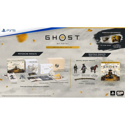 Lieferumfang der Ghost of Yōtei Collector's Edition inklusive physischer und digitaler Artikel sowie Bonusinhalte für Vorbesteller.