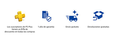Un año de garantía, entrega gratuita, devoluciones gratuitas, directamente desde playstation 