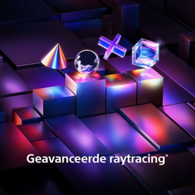 Abstracte weergave van een console met zwevende PlayStation Shapes in een kleurenspectrum