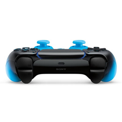 Vue de dessus d'une manette sans fil DualSense Blueprésentant ses gâchettes