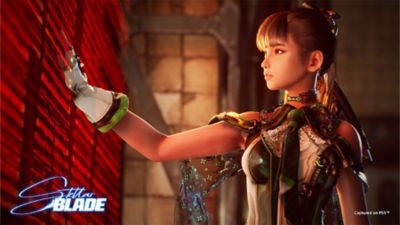 EVE che si protende e tocca una barriera rossa