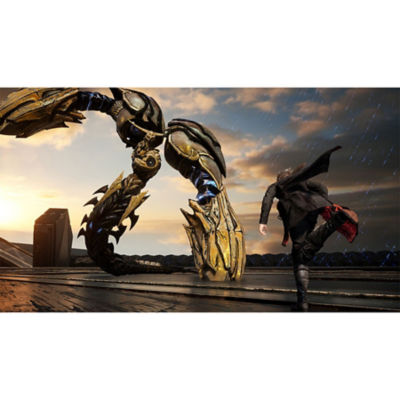 Lost Soul Aside - Capture d'écran montrant Kaser qui se lance en direction d'un ennemi imposant.