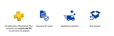 Un anno di garanzia, spedizione gratuita, resi gratuiti, direttamente da playstation 