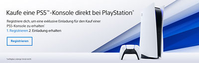 Kaufe eine PS5 direkt bei PlayStation Registriere dich, um eine exklusive Einladung für den Kauf einer PS5-Konsole zu erhalten* 1. Registrieren 2. Einladung erhalten *verfügbar, solange Vorrat reicht