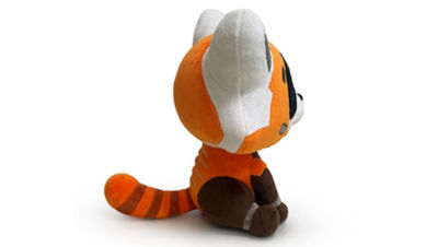 Side view of Red Panda bot plushie