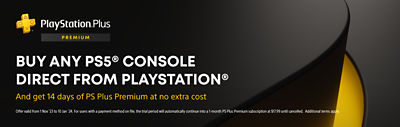 Buy any PS5 Console and get 14 days of PS Plus Premium at no extra cost