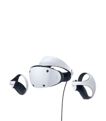 PlayStation VR2 headset with two Sense controllers