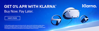 Banner highlighting 0% APR for 12 months when you buy PS VR2 with Klarna.