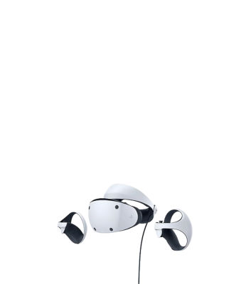 PlayStation VR2 headset with two Sense controllers