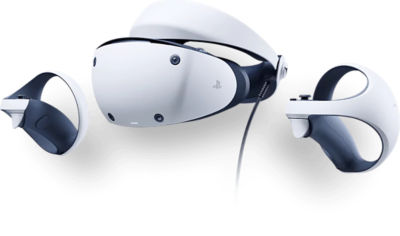 PlayStation VR2 headset with two Sense controllers