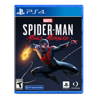 PS4 Spider-Man Miles Morales game case featuring Miles swinging and his Venom fist