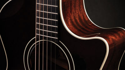 Close up of guitar strings