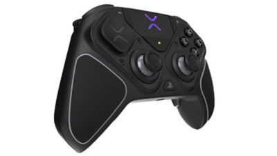 Black Victrix controller in black angled right