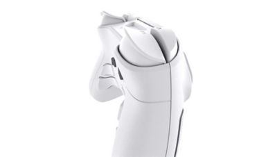 Close up of white Victrix controller triggers