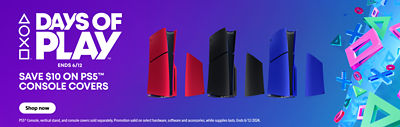 alt="Save $10 on PS5™ Console Covers. While supplies lasts. Ends 6/12/2024"