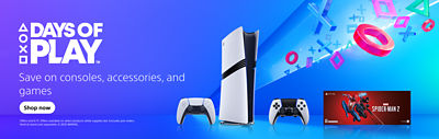 DAYS OF PLAY Save on consoles, accessories, and games Shop now Offers end 6/11. Offers available on select products while supplies last. Excludes pre-orders. Vertical stand sold separately. © 2025 MARVEL.