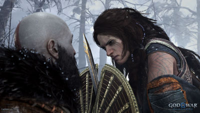Image of God of War Ragnarok Kratos fighting with Freya