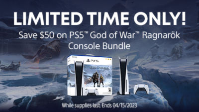Save $50 off PS5 God of War Ragnarok Disc Console Bundle