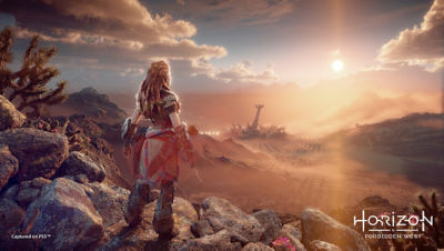 PS4 Horizon Forbidden West image with Aloy looking out at the Vista