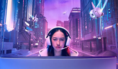 Girl gamer using the INZONE headset