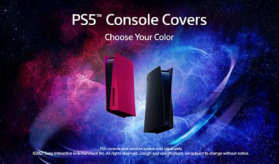 PS5 Console colors black and red floating in space