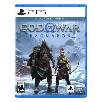 PS5 God of War Ragnarok game case featuring Kratos and Atreus