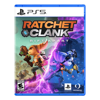 PS5 Ratchet & Clank: Rift Apart box art showing Ratchet, Clank and the new female Lombax