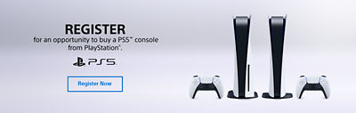 Banner highlighting the ability to register for a chance to purchase a PS5 console