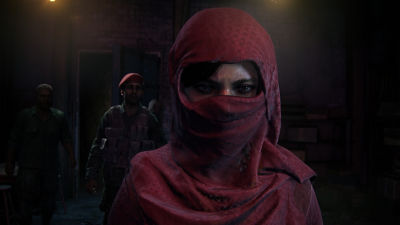 PS4 Uncharted The Lost Legacy screenshot featuring woman wearing a hijab 